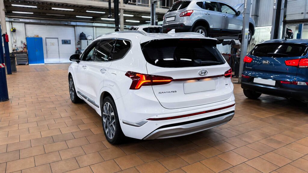 Hyundai Santa Fe TM 2021 года выпуска с пробегом 99 892 км перед заменой моторного масла в Юнион Моторс Коломенская